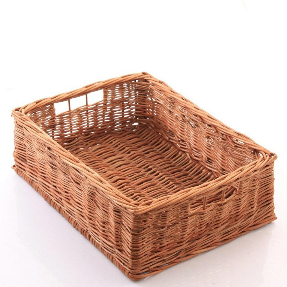 20 Cestini Intrecciati In Plastica Marrone Per Pane E Regali - 18x18x8 Cm